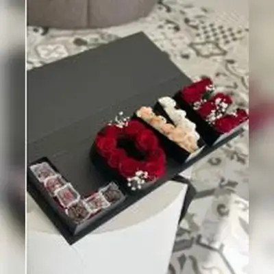 LOVE Flower & Sweets Gift Box with Small Teddy