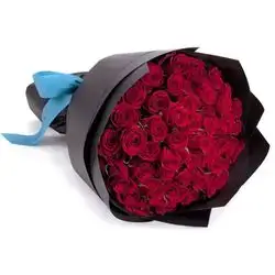 51 Pcs Of Red Roses Dark Bouquet
