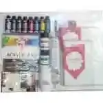 8 75ml Acrylic Turlish Made+a3 Drawing Notebook+set 12 Brush+set 6 Brush+canvas 40*50+canvas 40*30+canvas 20*30 Spray Picture Varnish+thinner+1kg Gesso+acrylic Medium Ritarder+acrylic Medium Gloss Medium