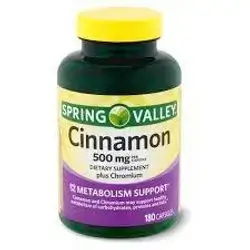 Spring Valley Cinnamon Plus Chromium, 500 mg, 180 Count Capsules