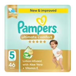 Pampers Ultimate Comfort Taped Baby Diapers, Size 5, 11-16kg, 46 Pieces