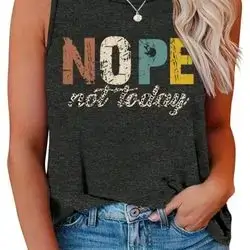 INAWLY Plus Size Letter Printed Crew Neck Casual Tank Top - 3XL