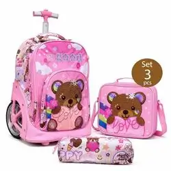Jasmine Star 3-Piece Trolley School Bag Set