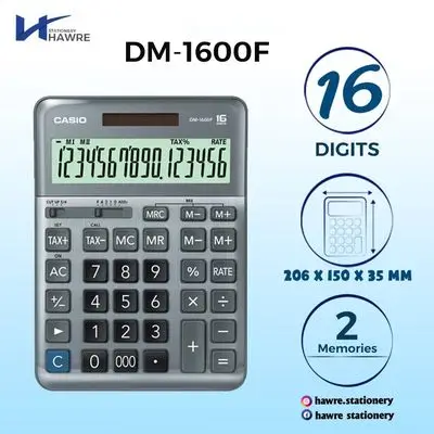 The Casio DM-1600F is a practical desktop calculator