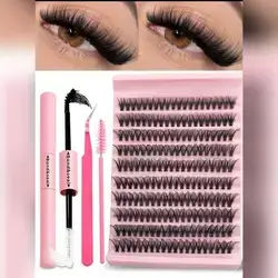 200PCS Individual Lash Clusters 40D D Curl 8-16mm DIY Lash Extension Kit