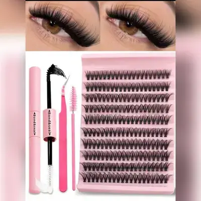 200PCS Individual Lash Clusters 40D D Curl 8-16mm DIY Lash Extension Kit