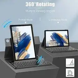 TiMOVO Galaxy Tab A8 10.5 Case - 90 Degree Rotating Swivel Leather Cover,with keyboard Multiple Viewing Angles Folding Stand, Black