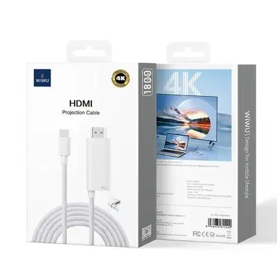 WiWU Wi-PS001 Type-C to HDMI 4K@60Hz PD Charging Projection Cable – 1.8M