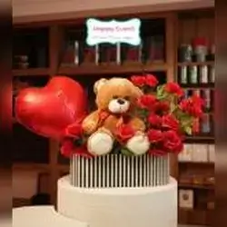 Flower Box with Teddy & Balloon