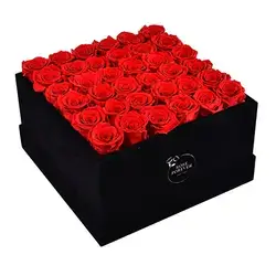 Box Of Red Flowers With Accessories, 56 Flowers