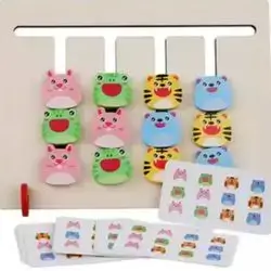 Montessori Wooden Two-Sided Animal Slide Puzzle
With Card Matching Brain Teasers Logic Game Toy For Children Kids Boys & Girls