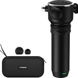 HYAKO R1 Deep Tissue Vibrating Muscle Massager in its carrying case.