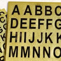 Black & Gold cover Alphabets English stickers