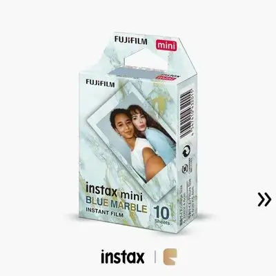 FUJIFILM Instax Mini Blue Marble Instant Film Sheets 10Pcs (10x1) for Mini Cameras