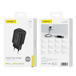 Foneng PD20W Fast Charger/1xUSB-C Black /1 YEAR WARRANTY