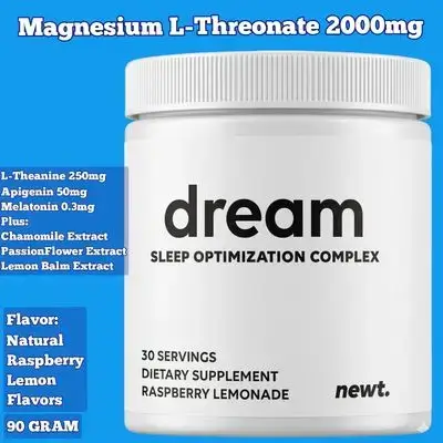 Magnesium L Threonate, 2000mg, with L Threanine, Apigenin, Melatonin, Chamomile Extract, PassionFlower, Lemon Balm, magnesium Threonate, 30 Servings, 90g magnesium l threonate