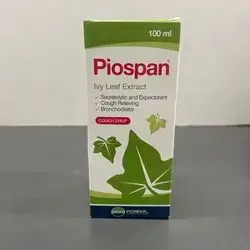 piospan ivy leaf extract secretolytic and expectorant cough relieving , bronchodilator cough syrup 100ml