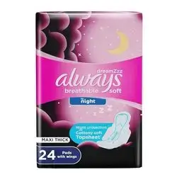 always cottony soft maxi thick night sanitary pads with wings 24 pads