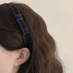 Double-Layer Bow Denim Hairband