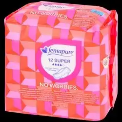 femapure 12 super sanitary towels wings 