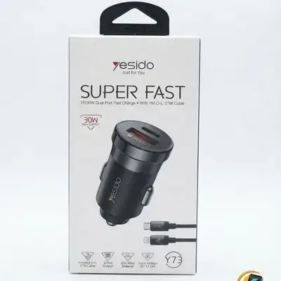 Super Fast 30W Car Adapter with Type-C to iPhone Cable