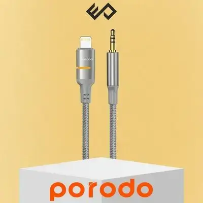 Porodo AUX to Lightning & USB-C LED Light Cable - Gray