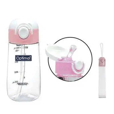 550ml Tritan Silicone Straw Cup - Pink