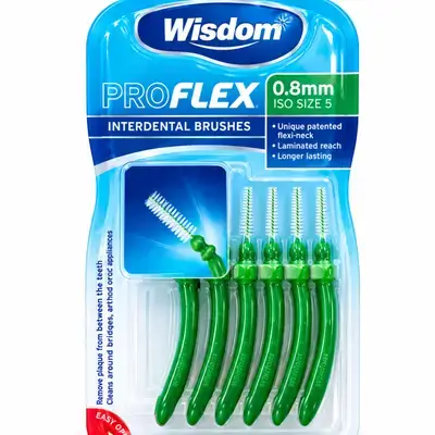 Wisdom pro flex 0.8mm iso size 5 interdental brushes