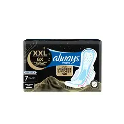 Always Night XXL Maxi Thick Super Heavy Nights Sanitary Pads with Wings 7 pcs