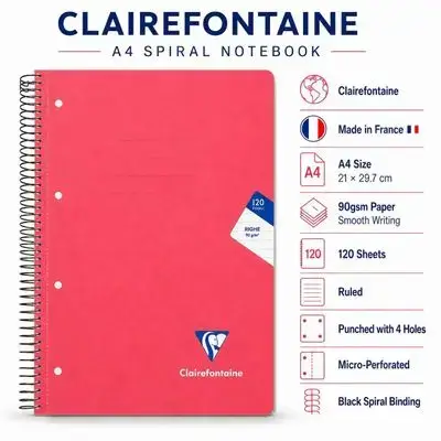 Notebook ,French ( A4) Size,120 Sheets.