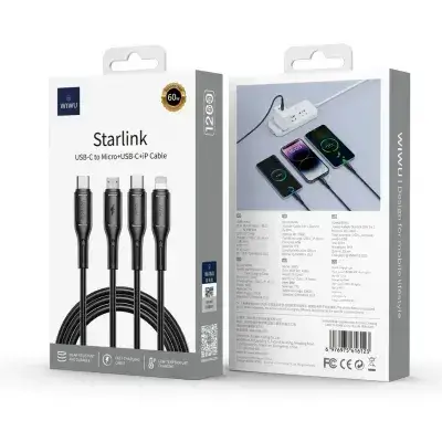 WIWU Starlink 3-in-1 Fast Charging Cable 3.1A (Wi-C045E)
