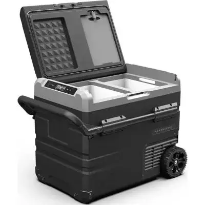 Powerology Smart Portable Fridge And Freezer Versatile Cooler For Outdoor Adventure With Detachable Wheels 45 Liters