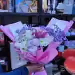 David Alwan Is A Problem Pink Rose Lilium Purple White Rose Accessories Gypsophila Purple White Purple Packaging