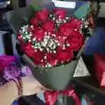 Red Rose, Gypsophila, Accessories, With Black Packaging