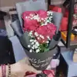 Red Rose, Gypsophila, Accessories, With Black Packaging