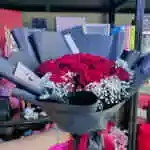 Natural Rose Bouquet Red Rose White Gypsophila Wrapping