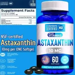 NSF Certified Astaxanthin, 10mg per ONE Softgel, Natural Astaxanthin From Haematococcus Pluvialis Microalgae, Helps Support Eyes, Joints & Skin, Antiaging, Heart and Brain, 60 Softgels Astaxanthin