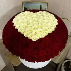 Huge Box Of White And Red Roses