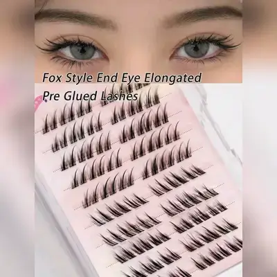 120Clusters C Curl Fox Eye Lashes Pre Glued Eyelashes