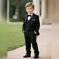 4pcs/Set Boys' Gentleman Suit, Includes Blazer, Vest, Pants, Tie - 5 Years