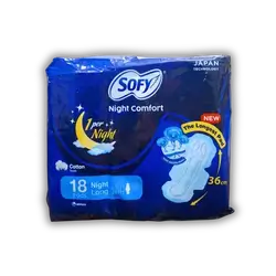 Soofs Feminine Night Sanitary Pads, 18 Count