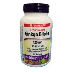 Webber naturals Extra Strength Ginkgo Biloba 120mg 50:1 Extract 90 softgels