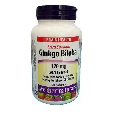 Webber naturals Extra Strength Ginkgo Biloba 120mg 50:1 Extract 90 softgels