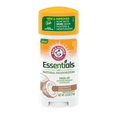 Arm and Hammer Essentials Deodorant, with Natural Deodorizers, Coconut Geranium, 2.5 Oz