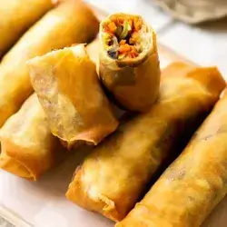 Vegetables And Spring Roll