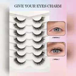 7 Pairs Clear Band Wispy Natural Lashes