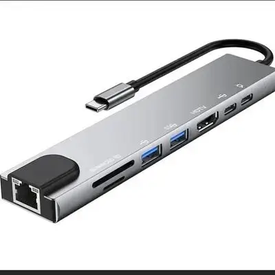 adapter TYPE-C to HDTV 8 in 1 RJ45+TF/SD+HDTV+USB*2+TYPE-C+PD