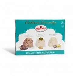 Cotton candy flavour of pistachios and vanilla and cocoa