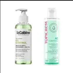 LaCabine Oil Control Facial Cleansing Gel For Combination & Oily Skin 250ml//& Topicrem AC Purifying Micellar Water 200 ml