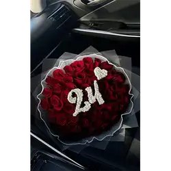 Red Roses Bouquet & Numbers As you Choose